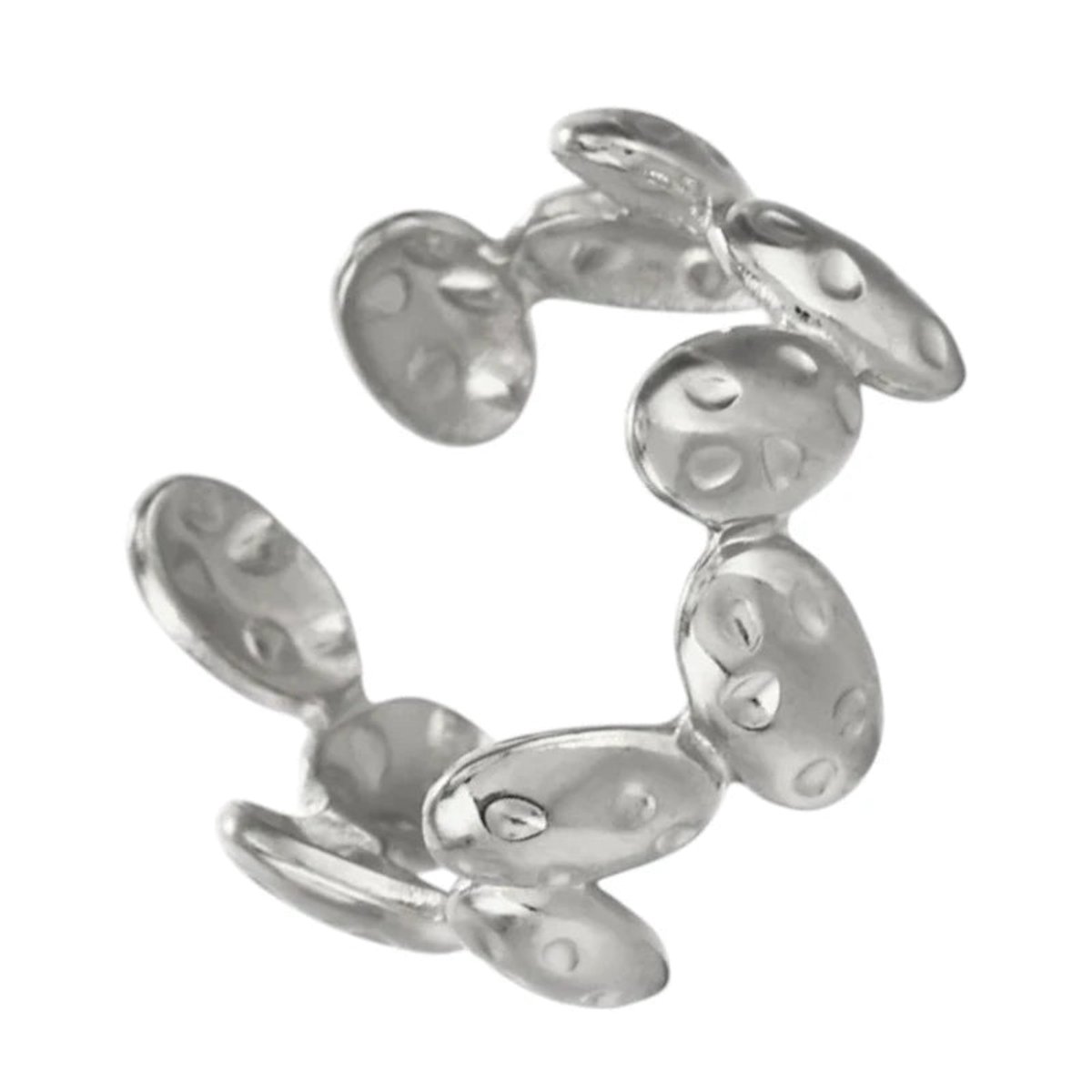 Aramat Jewels | Ringen | RVS Damesring Verstelbaar – Ovale Bewerkte Schakels – One Size | Zilverkleur | |12mm | Staal | Volwassenen | Verkleurd niet