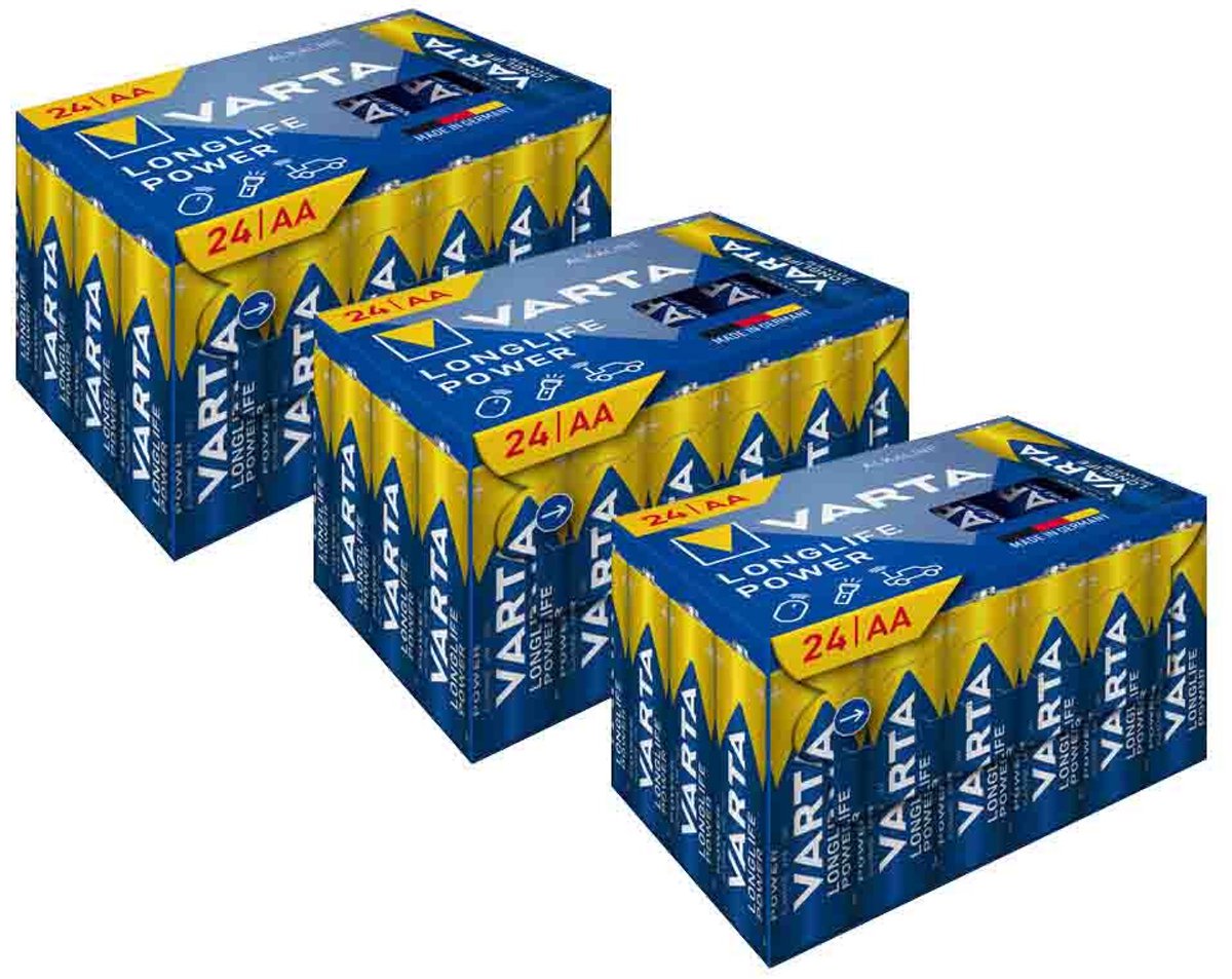 Varta Longlife Power AA Cube Pack - 3 x 24 stuks - Voordeelverpakking