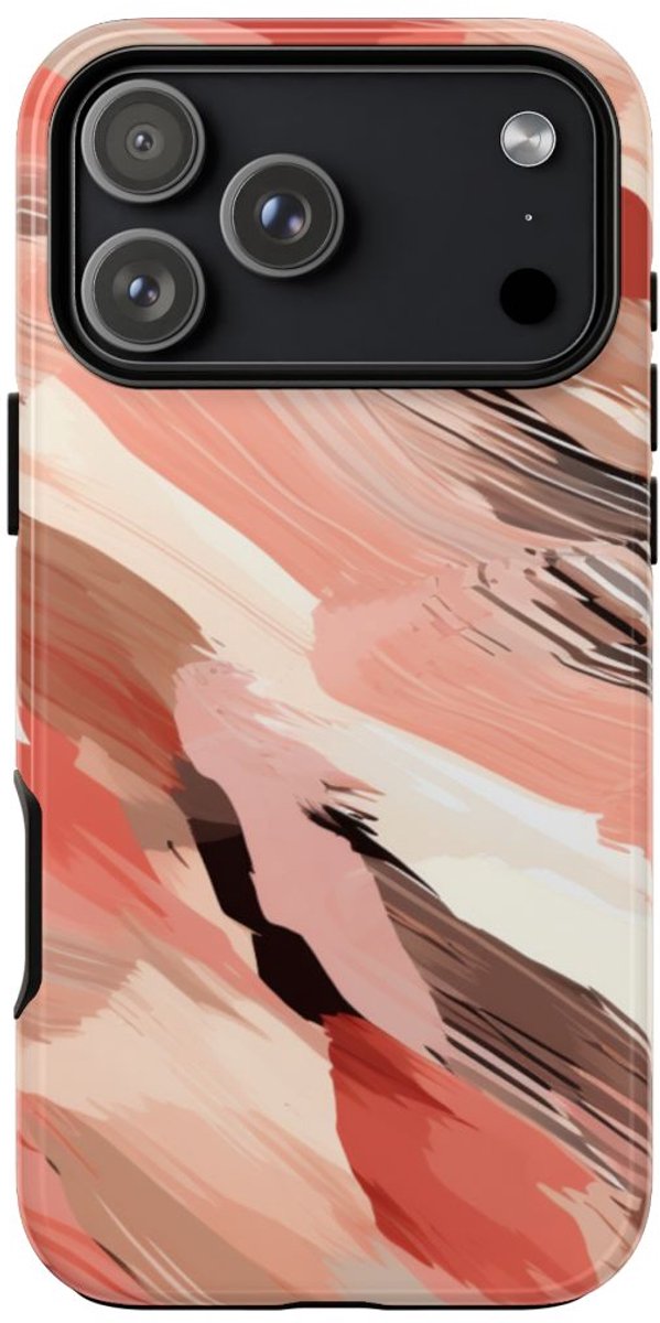 Abstracte Koraalkleurige Penseelstreken – Telefoonhoesje Geschikt voor iPhone 17 Pro Max