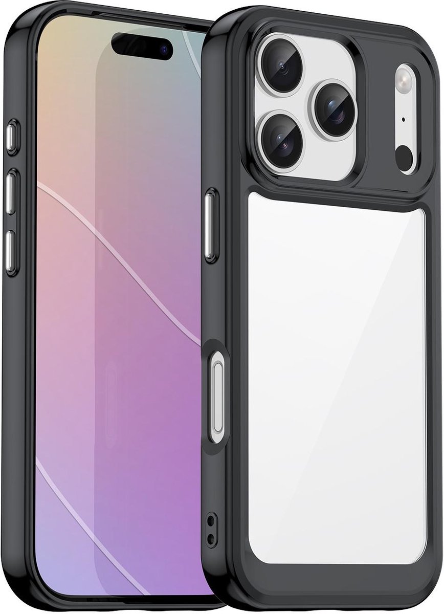 Hoesje geschikt voor Apple iPhone 17 Pro - Phonesta Acrylic Hybrid Back Cover - Zwart
