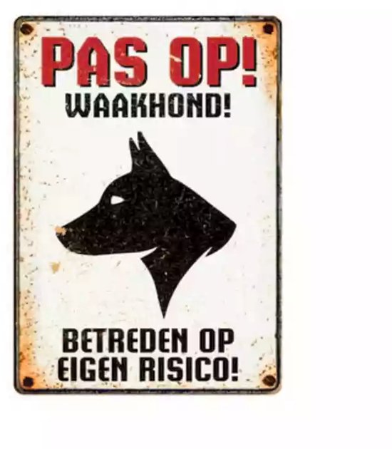 Plenty gifts waakbord blik waakhond 15x21 cm