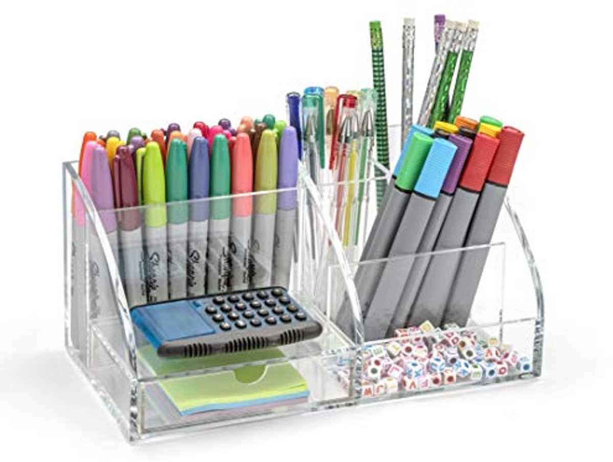 Doorzichtige bureau-organizer van acryl 130 mm x 250 mm x 120 mm