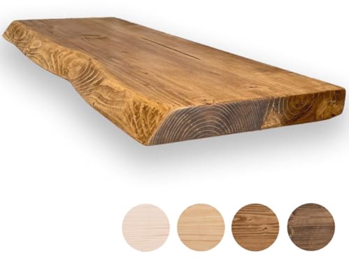 Rustiek wandrek met levendige rand - 60 cm x 30 cm x 4,4 cm - Donker eiken look