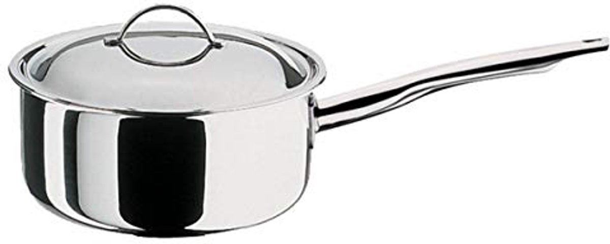 Stainless Steel Kookpan Ø 16 cm met Deksel - Vaatwasmachinebestendig, Geschikt voor Inductie