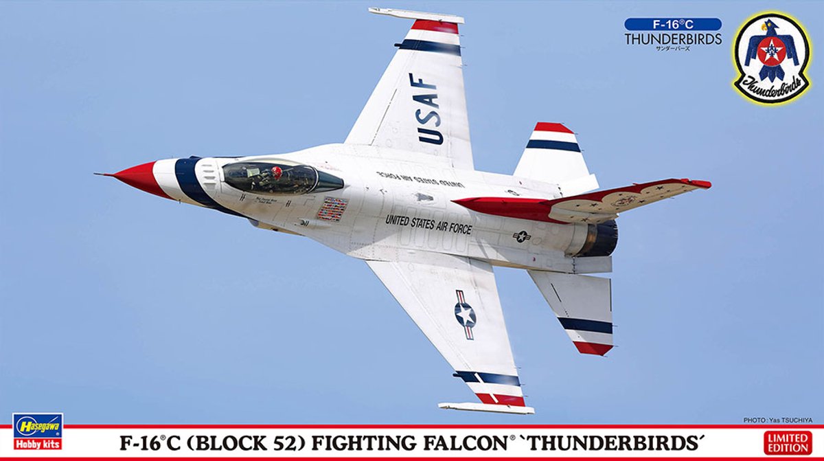 Hasegawa Modelbouwpakket Militaire voertuigen - 02495 General Dynamics F-16C Block 52 Fighting Falcon Thunderbirds met Patch - Amerikaanse Straaljager Plastic - 1:72 - Modelbouw