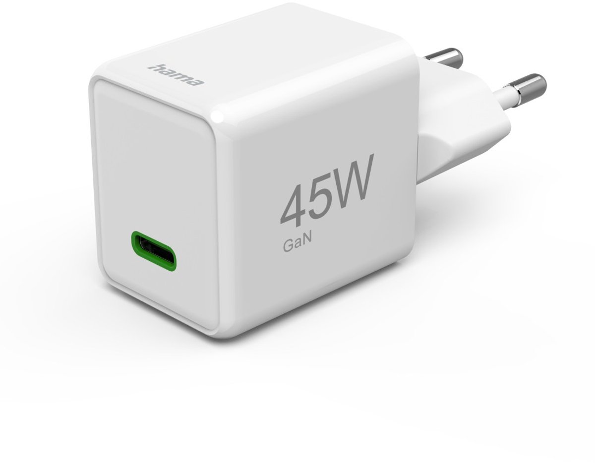 Hama Fast Charger USB-C PD/QC/GaN Super-Mini Charger 45 W Wit