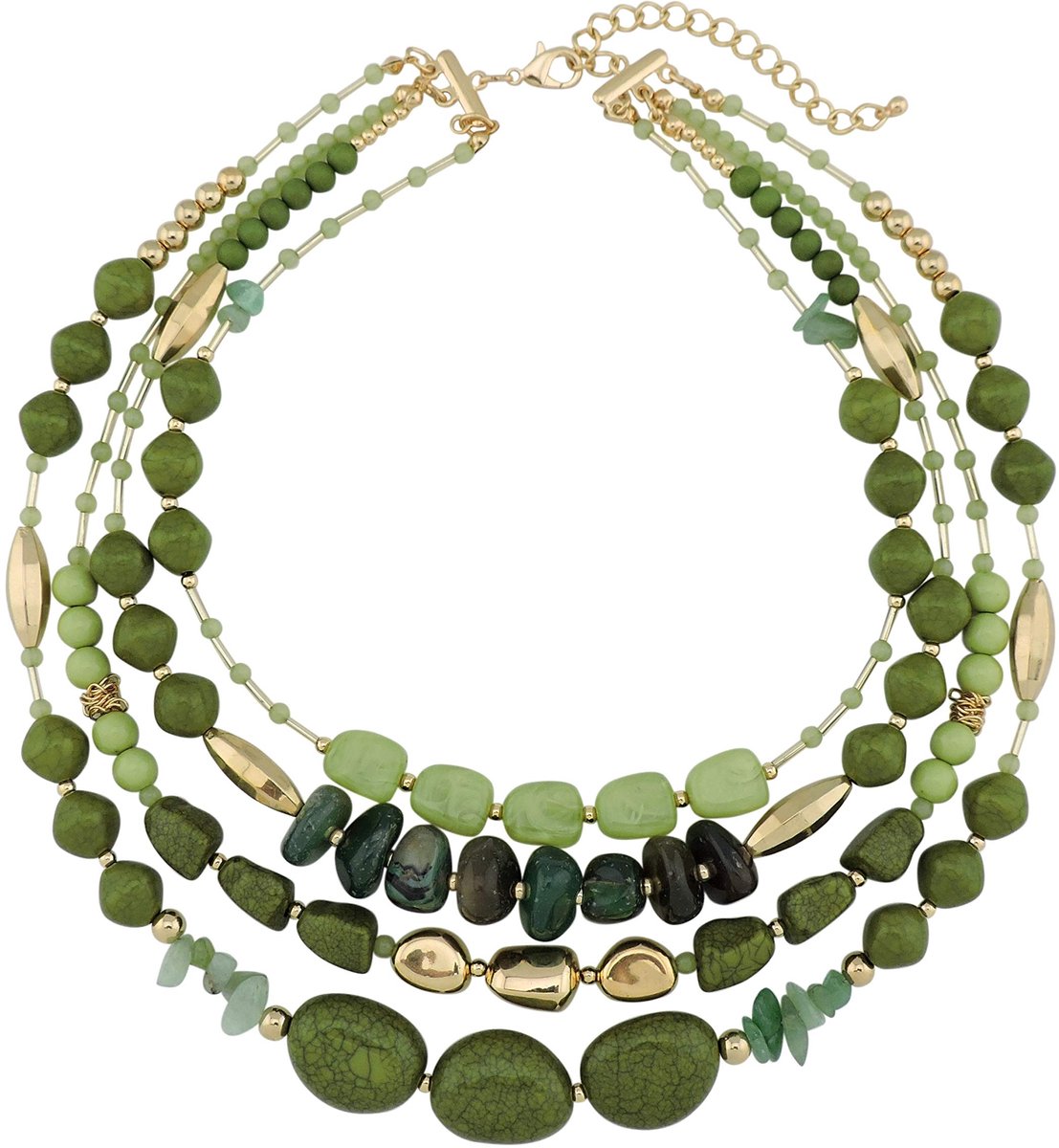 Multi Layer 4 Strand Statement 17" Collar Beaded Necklace for Women Gift (NK-10533), Acrylic Turquoise, Turquoise