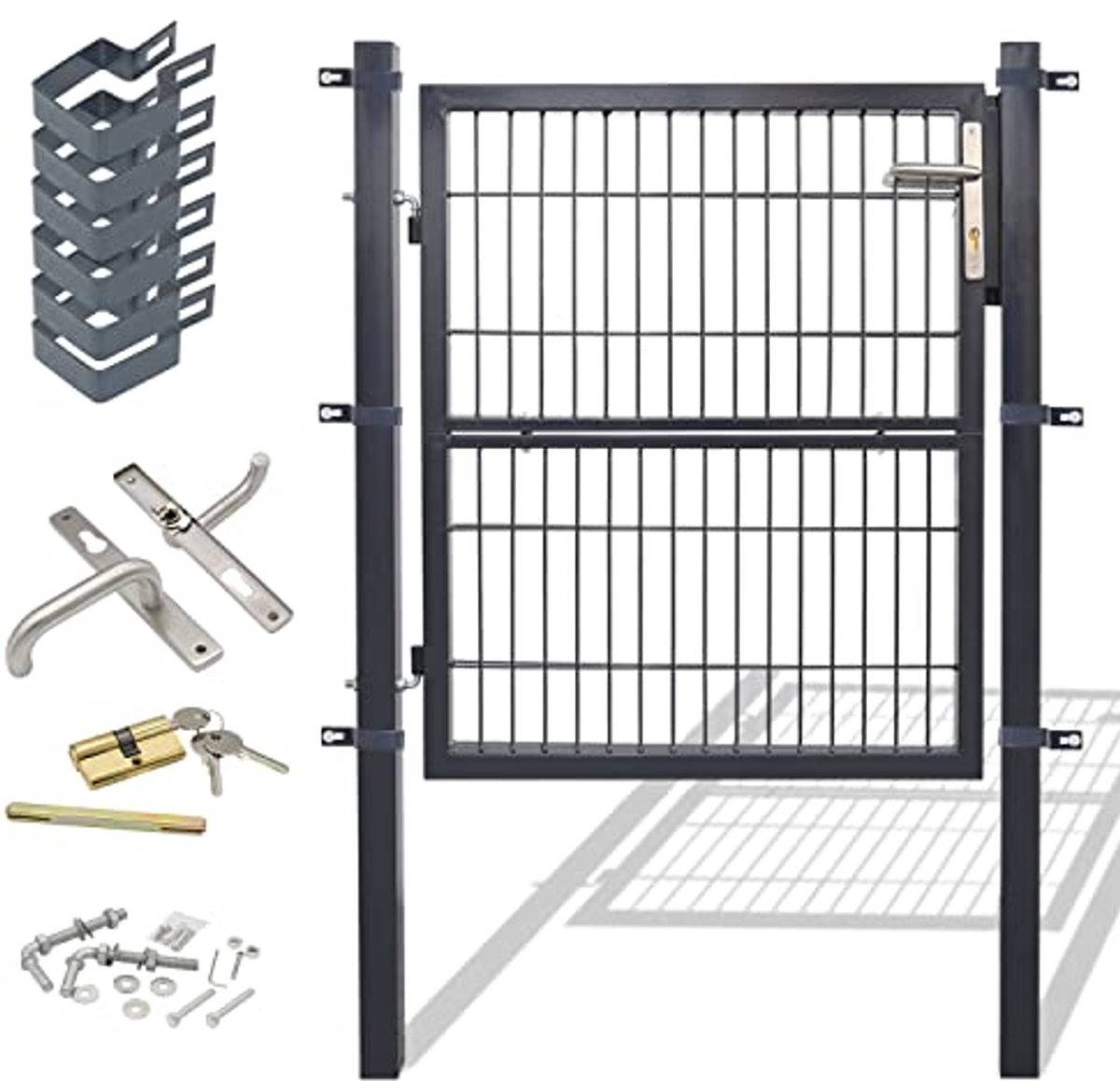 Tuindeur Anthraciet 120 x 100 cm met Slot - Hekwerk Deur voor Tuin en Terrein