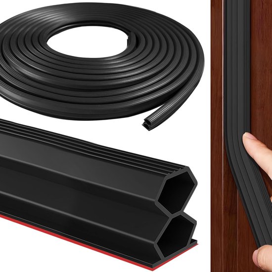 Afdichtingstape, zelfklevend, rubberen afdichtingstape voor deuren en ramen, anti-botsing, geluidsdichter, waterdicht, stofdicht, voor ramen (12 mm x 10 mm x 4 m, zwart-witte lijm