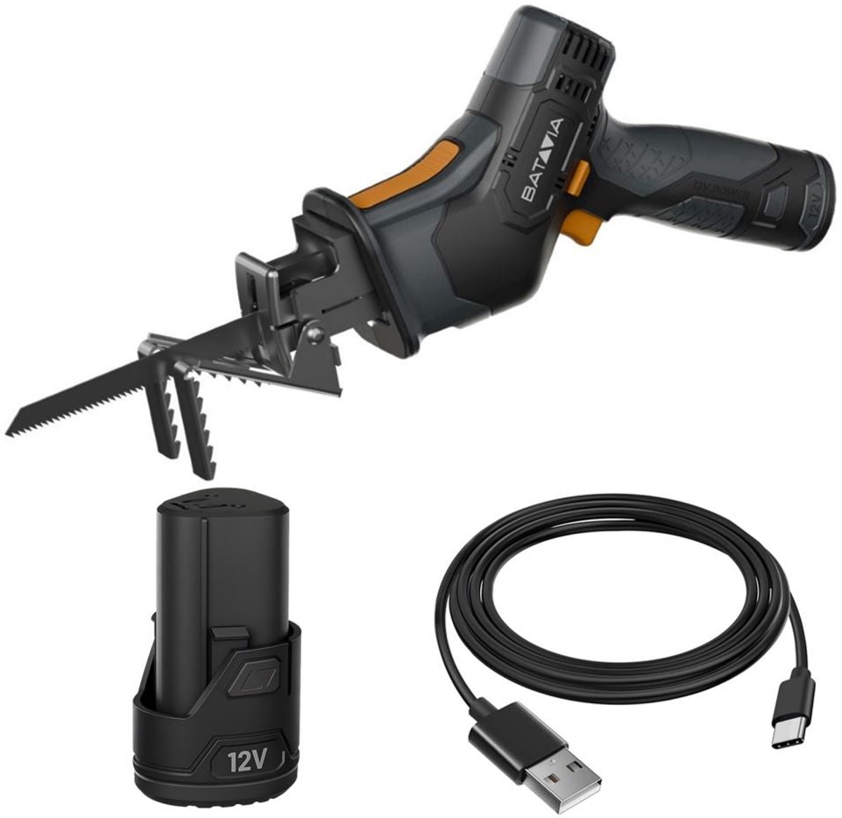Batavia 12V Accu Reciprozaag - Fixxpack 2.0 Set (incl. accu & USB-C oplaadkabel)