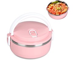 Hot Food Thermos Lunch Box, Stackable Hot Food Thermos, Insulated Hot Food Container, 304 Food Containers (Pink)