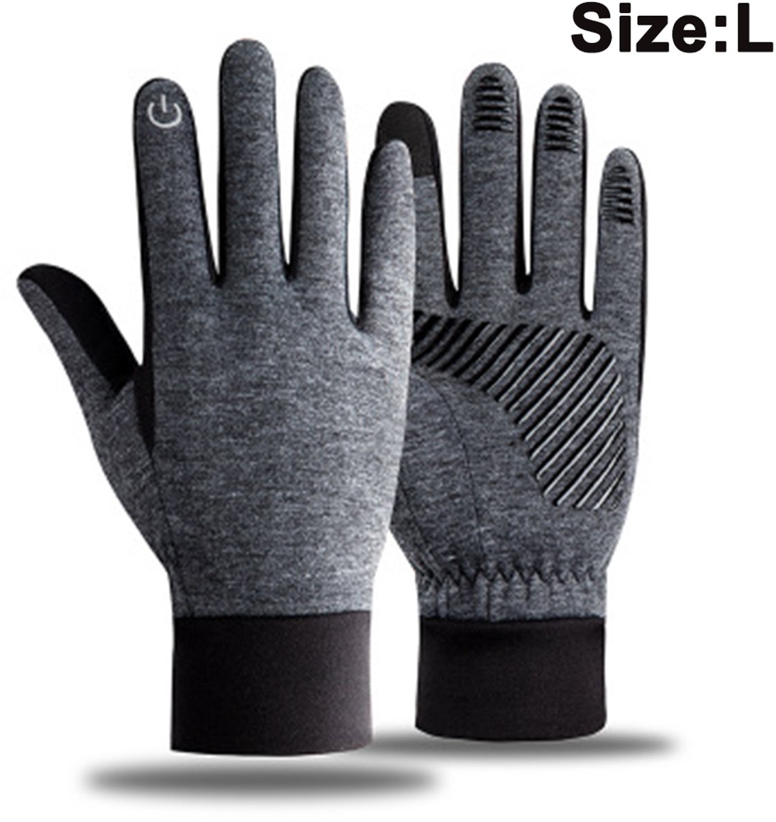 ZASFOU Warme winterhandschoenen voor dames met touchscreen-tekst en thermische fleecevoering, Grijs, L