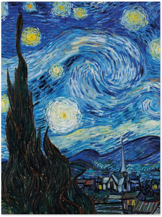 Affiche Vincent van Gogh - La Nuit Starry - 30x40 cm - Décoration Salon - Décoration Chambre - Décoration - Décoration murale - Décoration murale Salon - Décoration murale Chambre - Décoration murale - Décoration murale Salon - Poster d'art