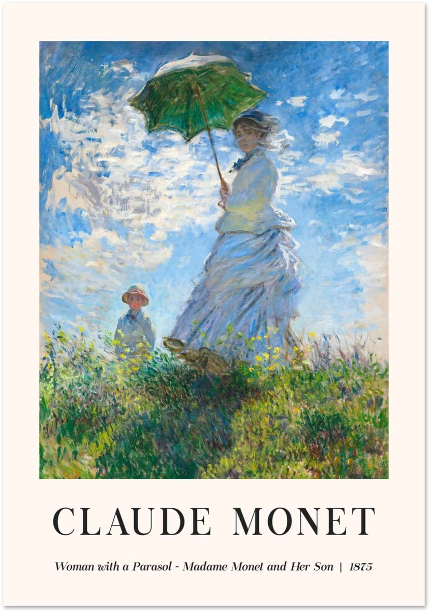 Poster Claude Monet - Women with a parasol 30x40 cm - exclusief lijst