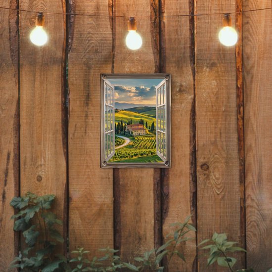 Affiche de jardin 30x40 cm - Décoration de jardin Vue - Toscane - Vue - Paysage - Été - Affiche pour le jardin - Décoration extérieure - Tableau de jardin clôture - Décoration murale sur toile de jardin - Décoration murale sur toile de balcon