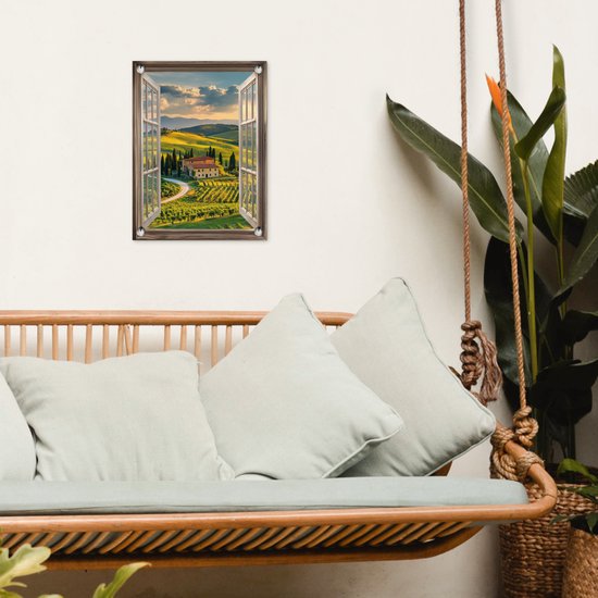 Affiche de jardin 30x40 cm - Décoration de jardin Vue - Toscane - Vue - Paysage - Été - Affiche pour le jardin - Décoration extérieure - Tableau de jardin clôture - Décoration murale sur toile de jardin - Décoration murale sur toile de balcon