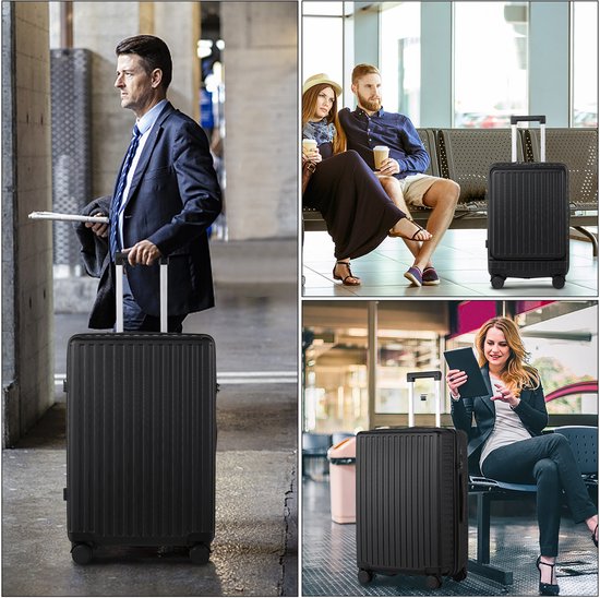 TAN.TOMI Reiskoffer groot 76x49x30 - 100L - Spinner wielen - Lichtgewicht - TSA Slot -zwart