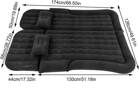 Luchtbed Auto - Opblaasbaar Bed - Achterbank - Opblaasbaar Matras Auto - Auto Matras - 2 Persoons - Inclusief Pomp en Kussens - Met Opbergtas - Zwart van Merkloos — afbeelding 4