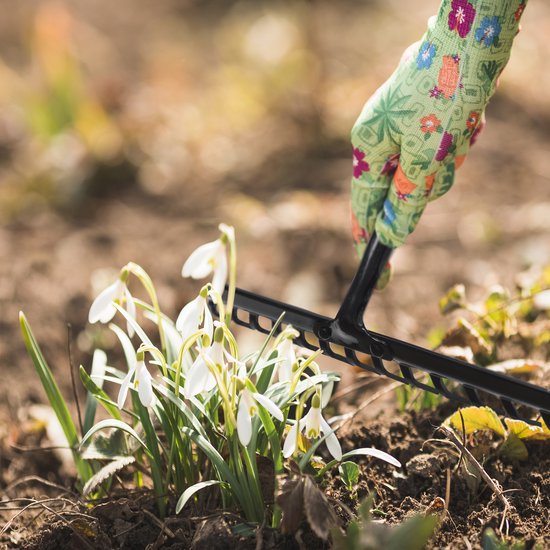 KADAX Tuinhark zonder steel, tuinhark van metaal, gazonhark voor tuinonderhoud, robuuste gazonhark, hark voor gazon, tuingereedschap (rechthoekig, 16 tanden) van Merkloos	 — afbeelding 3