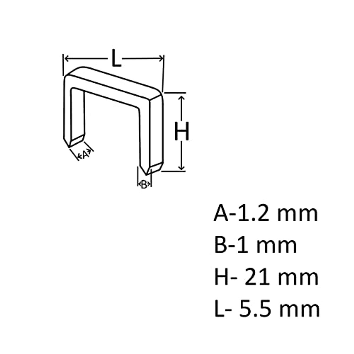C58790 - Set van 2200 nagels met smalle kroon - 21 x 5,5 x 1 mm - Voor meubels en behang - Stalen staple-accessoires