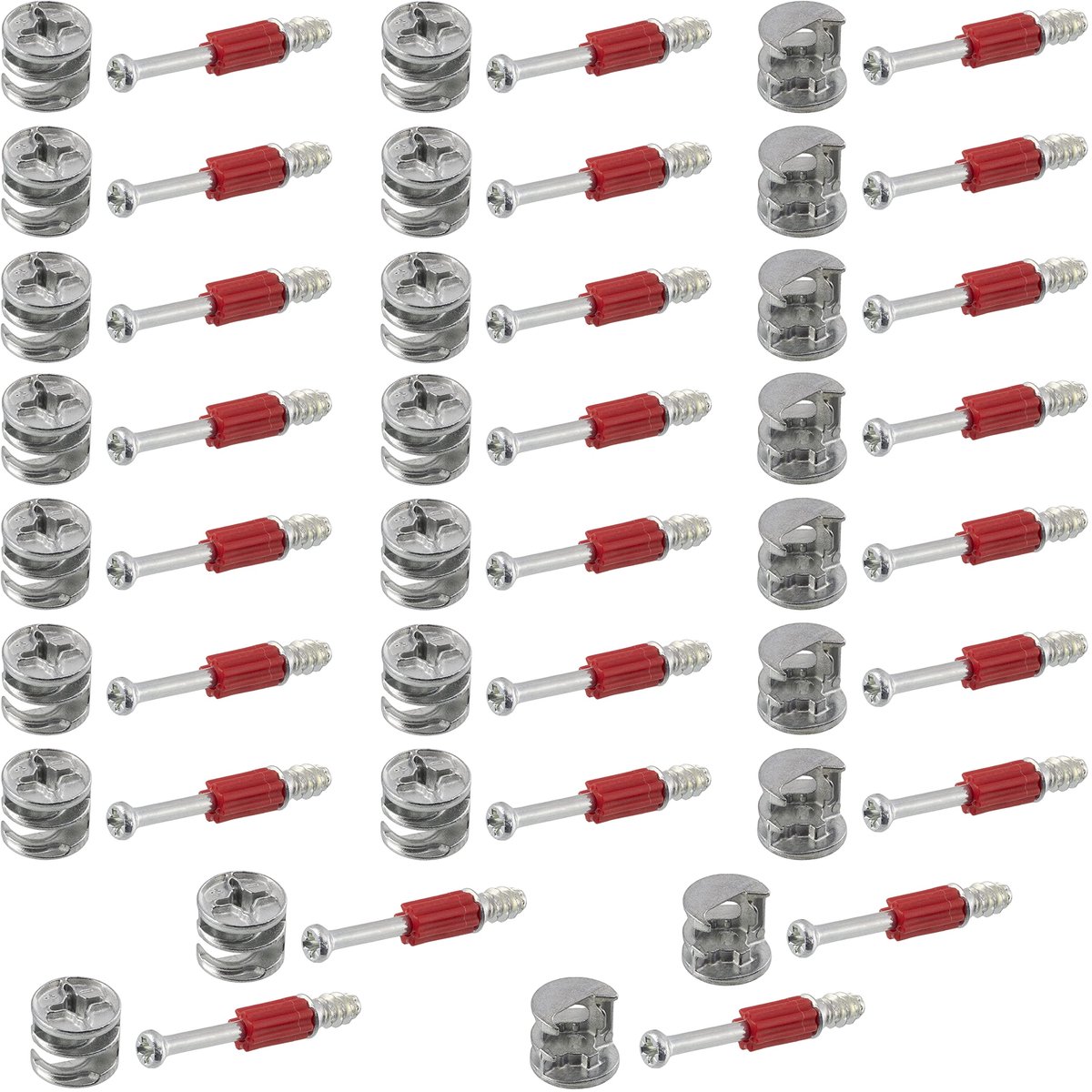 C65852 - Set van 25 excentrische bevestigingspluggen + 25 bouten Ã˜ 6 x 44 mm - Voor 16 mm plaat - Staal