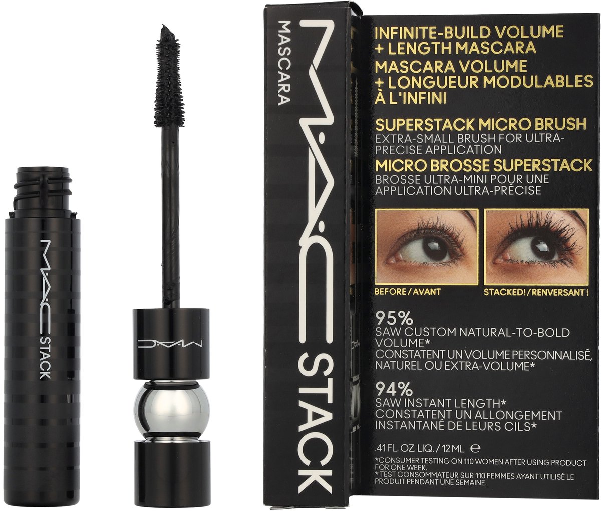 M.a.c Stack Micro Brush Mascara - Objemová + Prodlužující Řasenka Pro Krátké Řasy 12 Ml