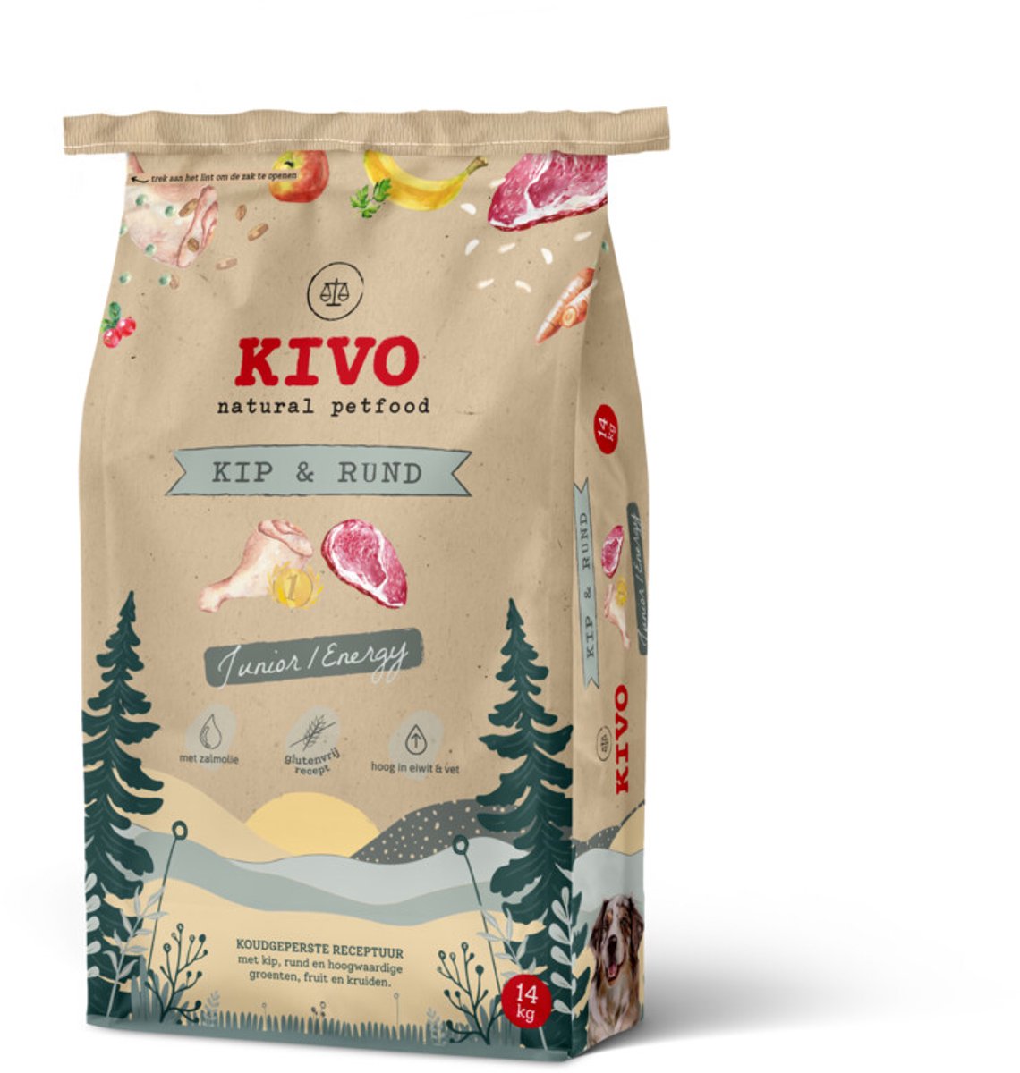 Kivo Kivo Hondenvoer Droog Energy Junior Kip & Rund Glutenvrij - 14 kg