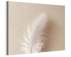 Aluminium schilderij 180x120 cm - Wanddecoratie metaal - Veer - Minimalistisch - Roze - Metalen muurdecoratie woonkamer - Decoratie industrieel -…