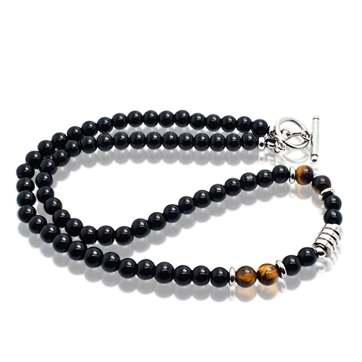 Memphis kralen ketting Onyx Zwart Bruin - 45cm