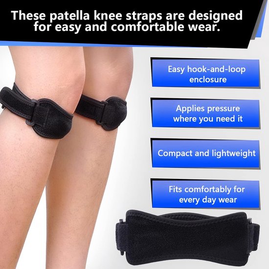 Set van 2 verstelbare kniebeschermers voor patella, meniscussteun en bandjes, ideaal voor sport, hardlopen en dagelijks gebruik — afbeelding 5