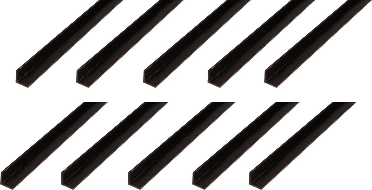 Alberts 10 x hoekprofiel, PVC, zwart, 30 x 30 x 2 mm, lengte 2 m