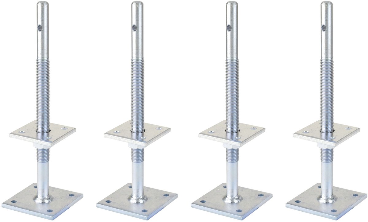 Alberts 4 x I-paaldrager, in hoogte verstelbaar 100 - 230 mm, hoogte 340 mm, elektrolytisch verzinkt, dickschichtpassiviert, voor opschroeven