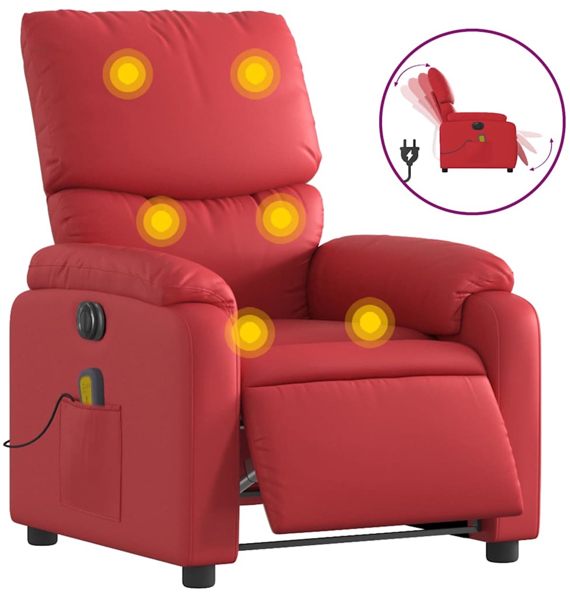 vidaXL Massagestoel - verstelbaar - elektrisch - kunstleer - rood