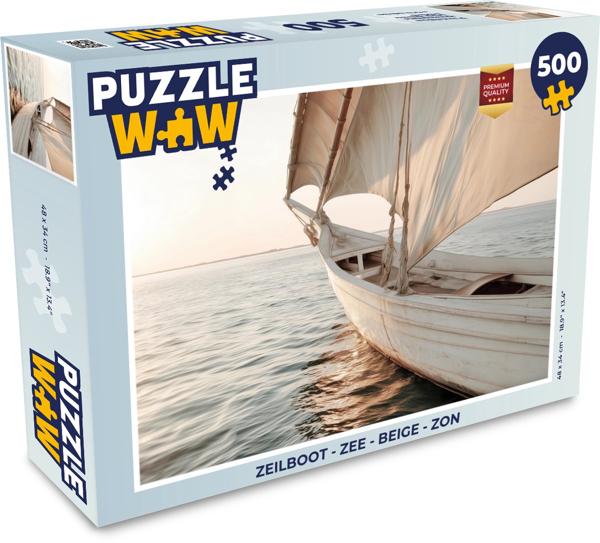 Puzzel Zeilboot - Zee - Beige - Zon - Legpuzzel - Puzzel 500 stukjes