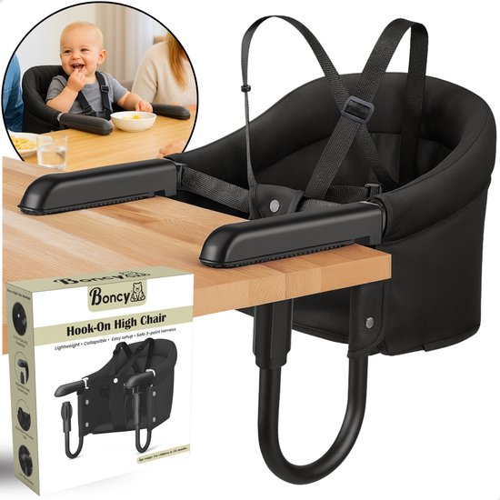Boncy® Premium Kinderstoel - Inklapbare Eetstoel Baby Voor Aan Tafel - Inklapbaar Kinderstoeltje voor Peuter - Opvouwbare Babystoel Stoel Zitten Thuis - Peuterstoel Kinderstoelen Meegroeistoel Kinder Stoeltje - Tafelhangstoel Zitstoel High Chair Eten