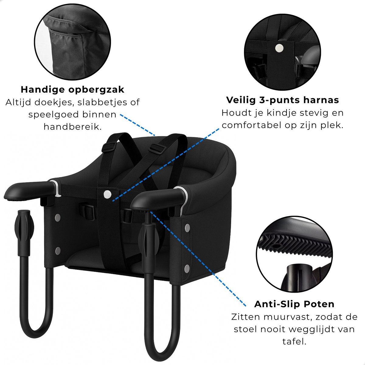 Boncy® Premium Kinderstoel - Inklapbare Eetstoel Baby Voor Aan Tafel - Inklapbaar Kinderstoeltje voor Peuter - Opvouwbare Babystoel Stoel Zitten Thuis - Peuterstoel Kinderstoelen Meegroeistoel Kinder Stoeltje - Tafelhangstoel Zitstoel High Chair Eten thumbnail 7