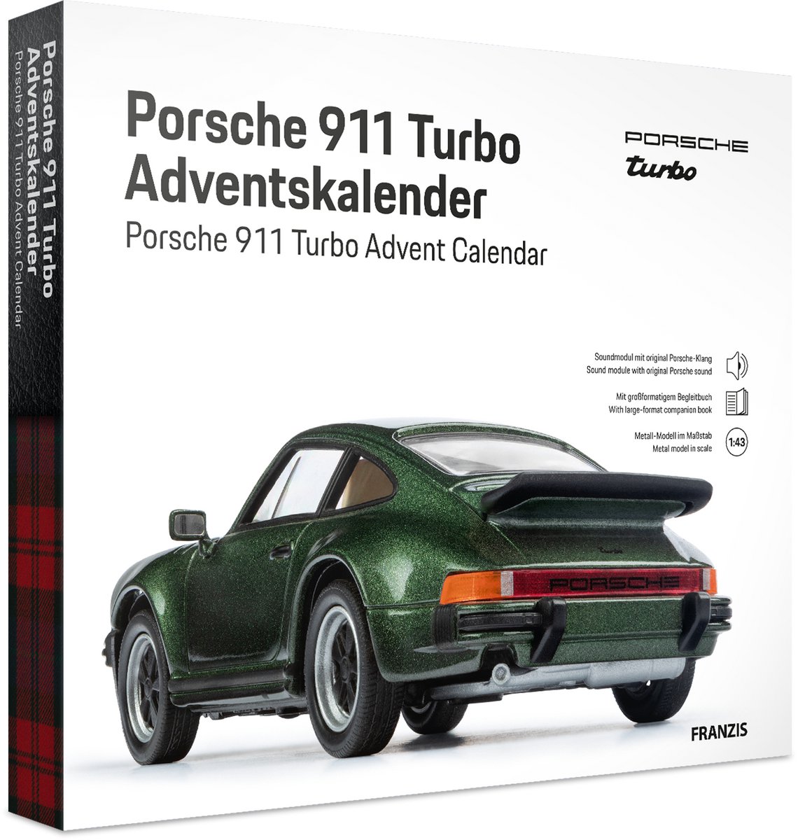 Franzis Adventskalender - 67233 Porsche 911 Turbo - Groen Metallic - Sport Auto - Adventskalender met Geluid Metalen