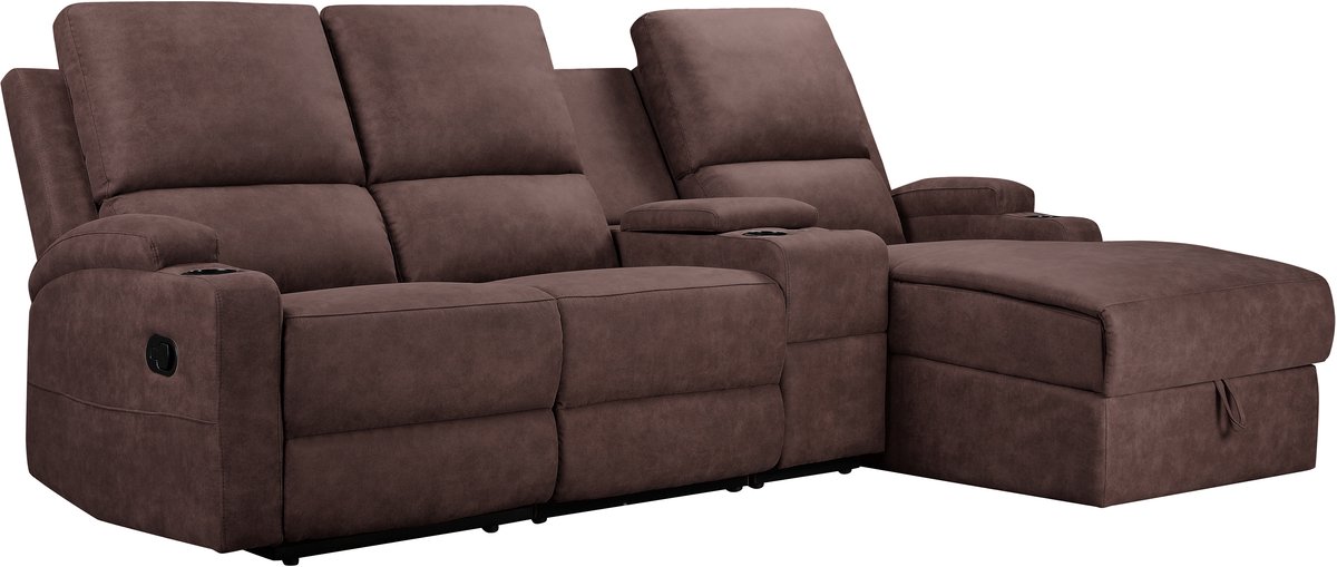 Notio Living DALLAS - Hoekbank 3 zits met opbergruimte in microvezel donkerbruin (102 x 239 x 155 cm) bruin