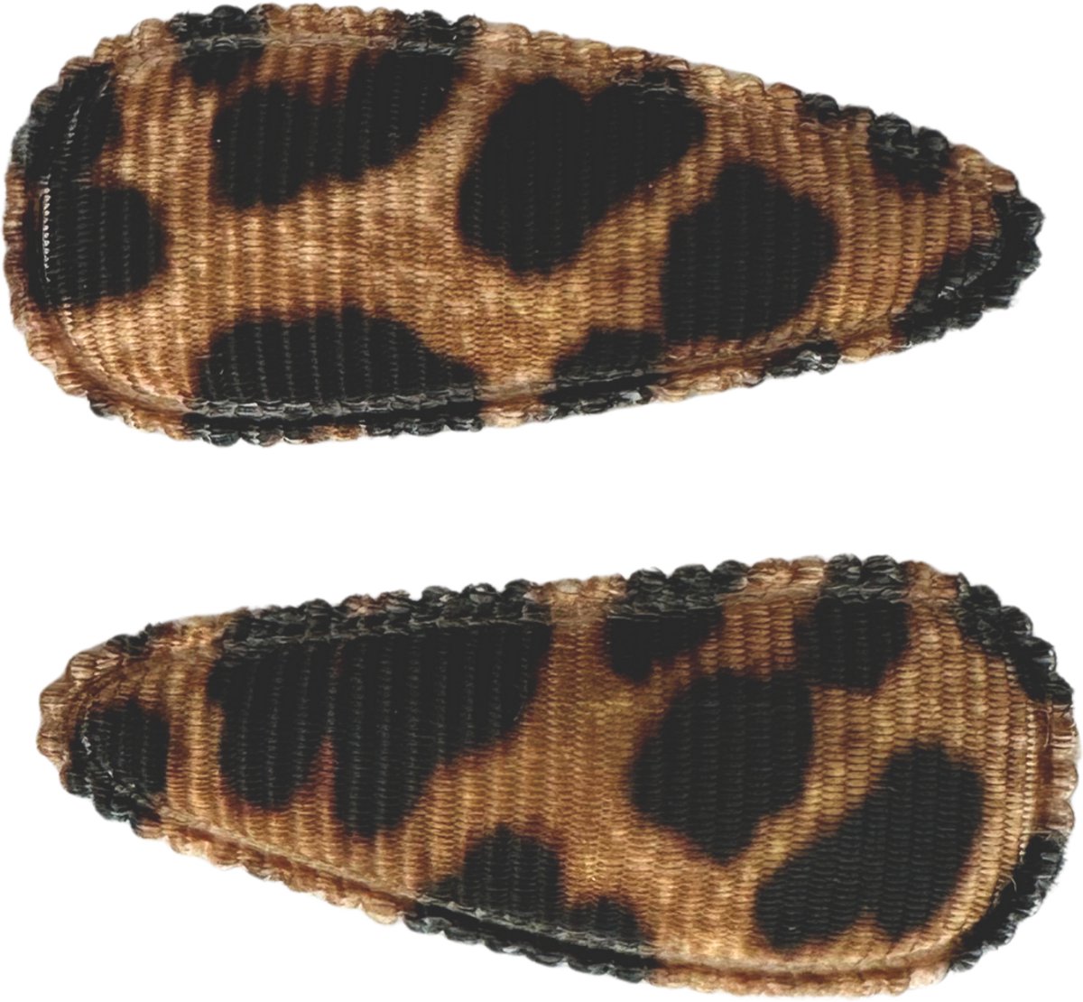 Baby haarspeldjes met stof - leopard