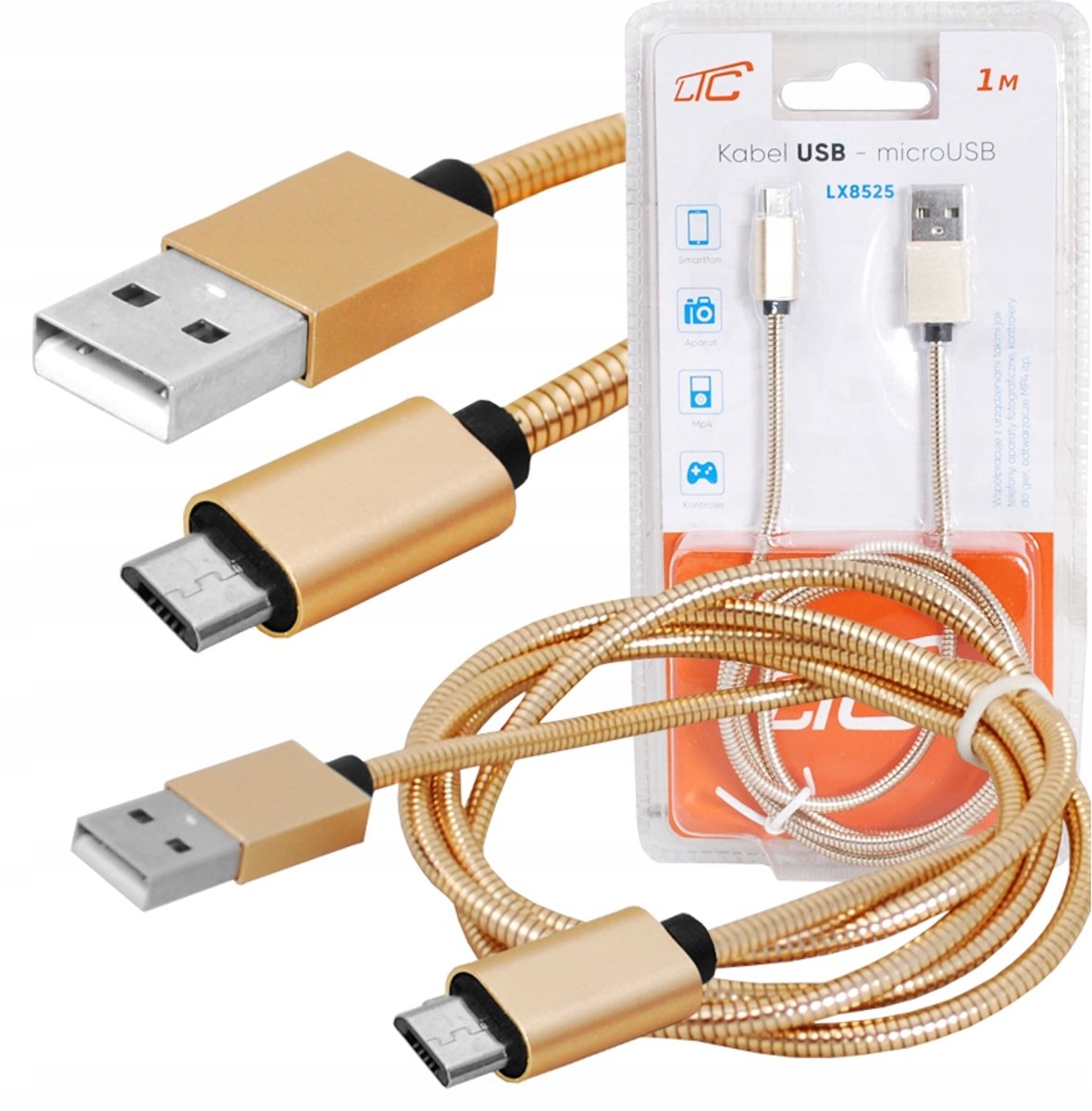 Gouden USB-A naar MicroUSB Kabel 1m - Sterk Omvlochten, Snel Laden & Data