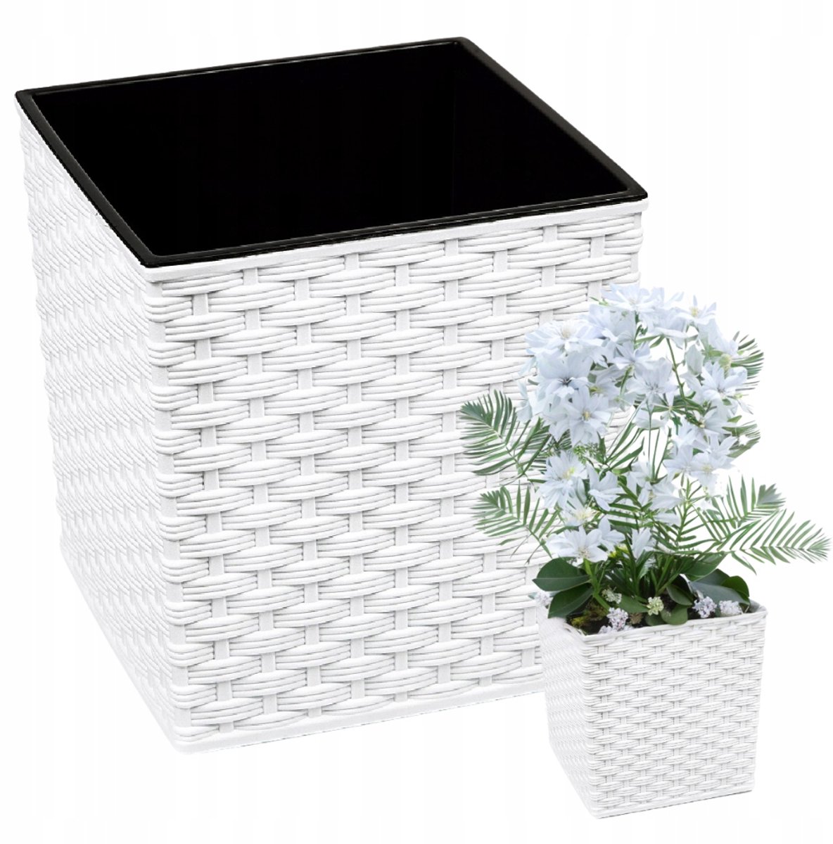 Lamela Juka Rotan Pot 40x40x41,5cm Wit met Inzetstuk
