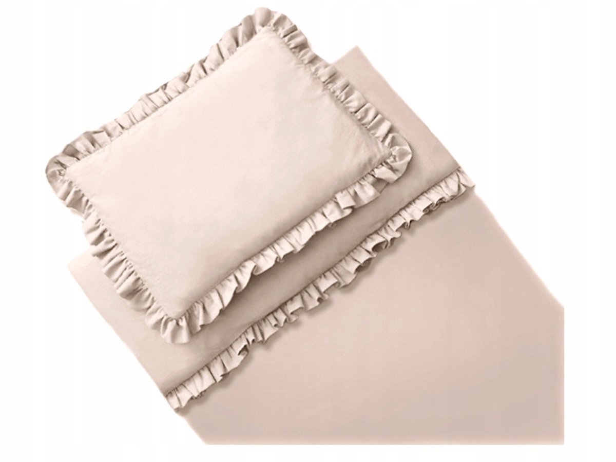 Katoenen Kinderbeddengoed 90x120 cm met Ruches - Beige