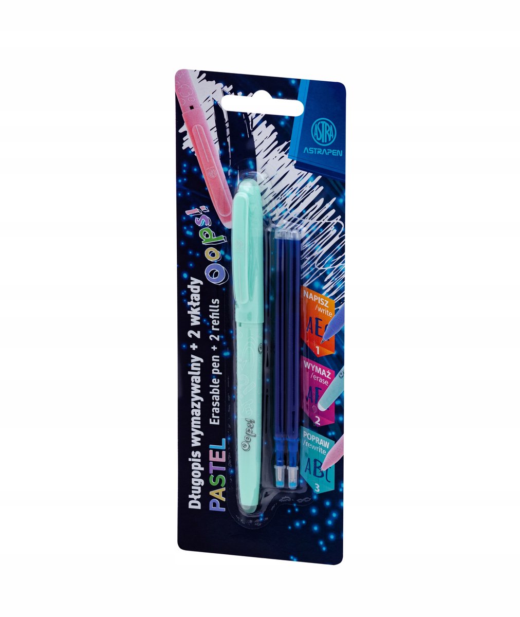 Astra OOPS! Pastel Uitwisbare Pen met 2 Vullingen - Groen 0.6 mm