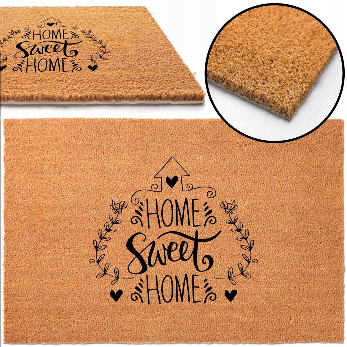 Kokosmat Deurmat 40x60 cm - Home Sweet Home - Diverse patronen