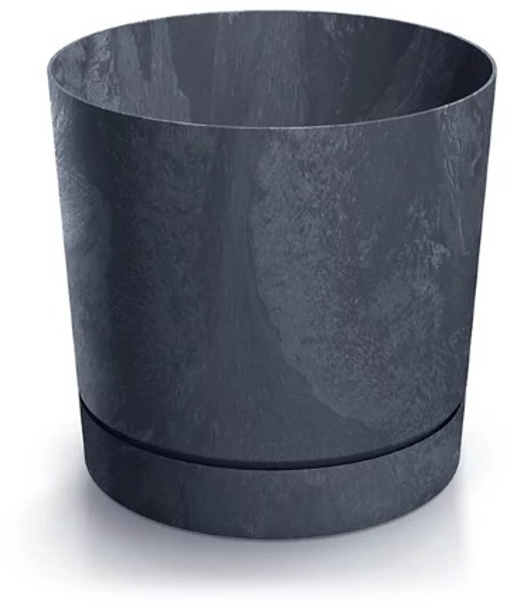 Antraciet Plantenbak met Schotel - Betonlook - 17,8cm