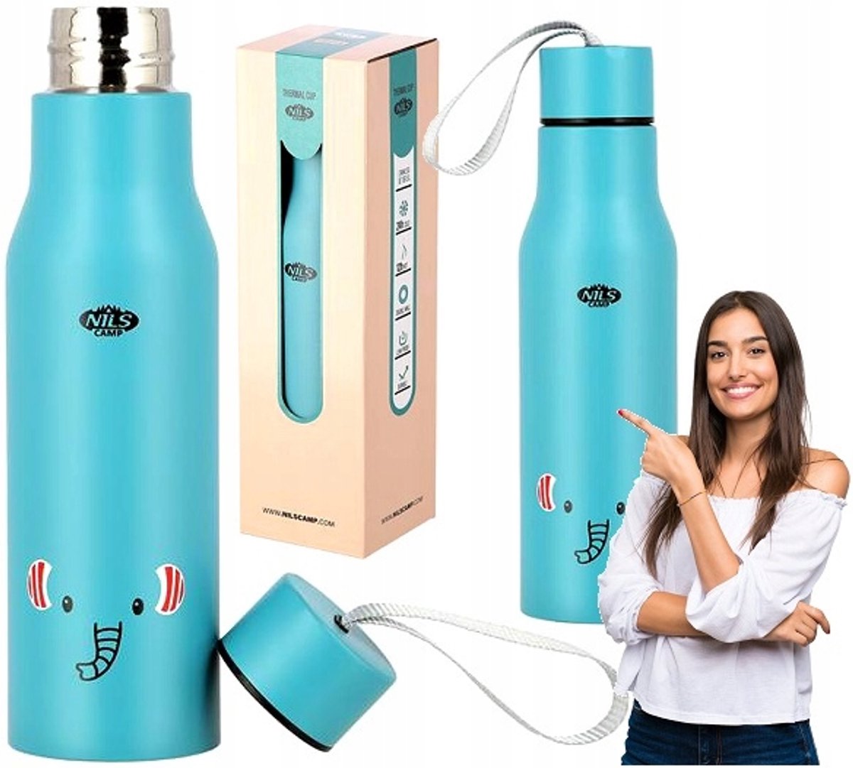Nils Camp Słoń Thermosbeker 450ML - Isolatie voor Warme & Koude Dranken