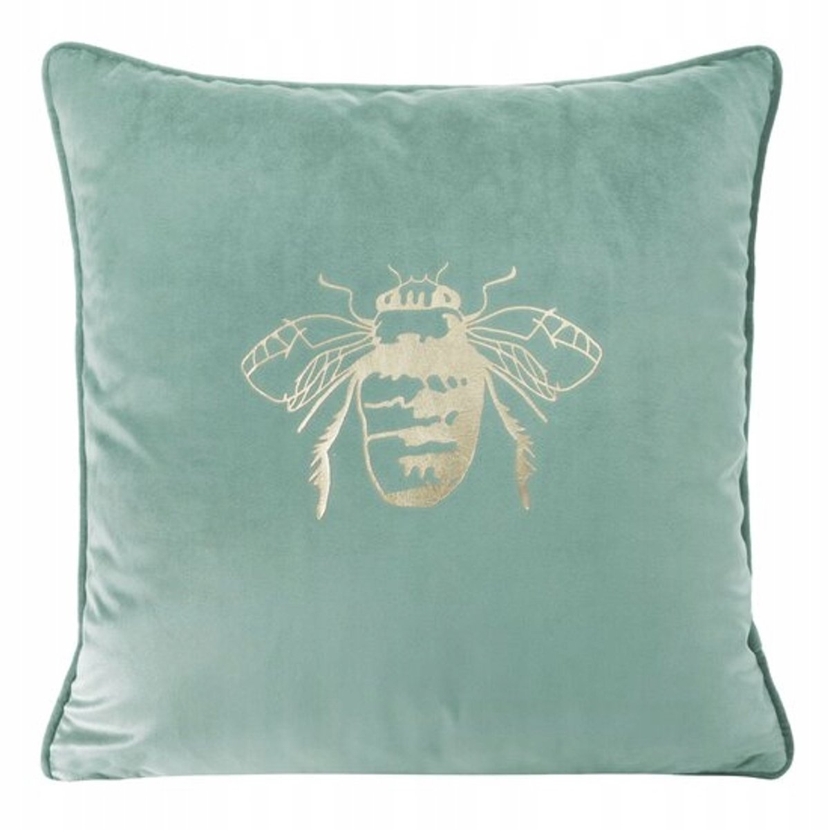 Eurofirany Mintgroen fluwelen kussenlus met bijenmotief 45x45 cm