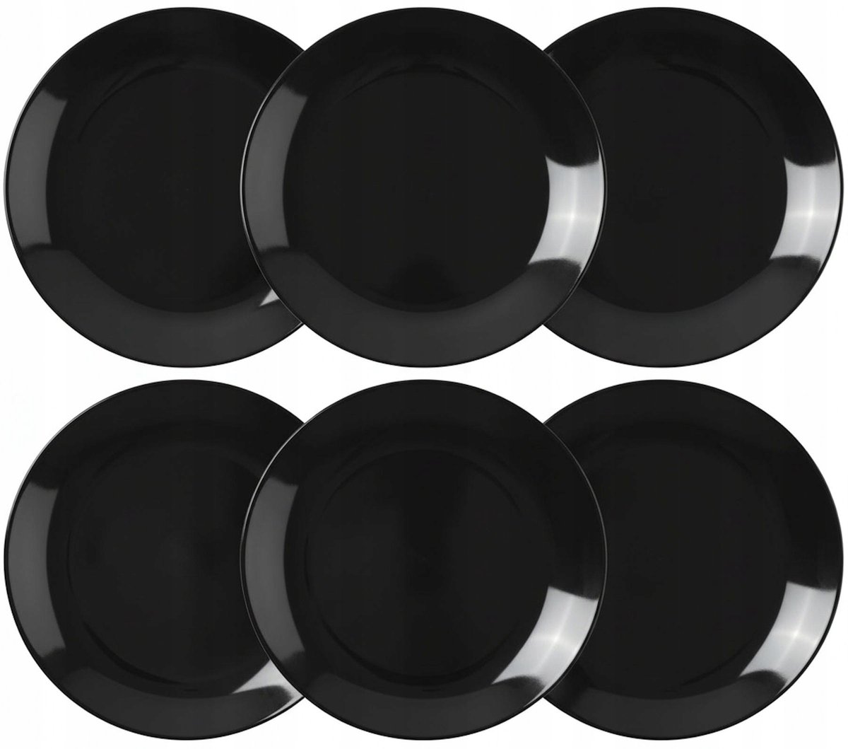 Zwarte Glazen Dessertborden 19cm - Set van 6