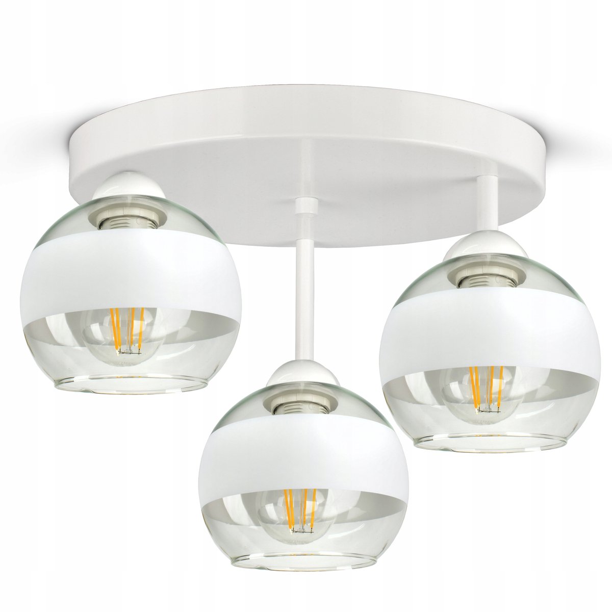 Hanglamp Witte Glazen Bollen ER3 LED E27 Modern Design