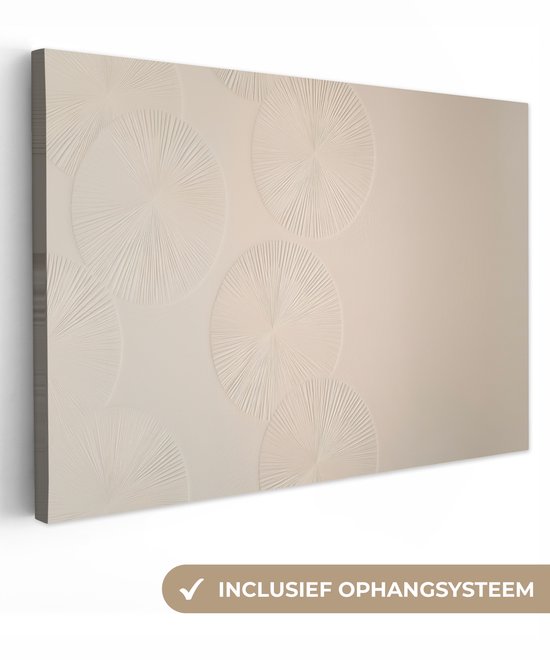 Canvas schilderij 60x40 cm - Exclusieve wanddecoratie Japandi - Beige - Modern - Muurdecoratie woonkamer - Slaapkamer decoratie - Kamer accessoires - Schilderijen op canvas